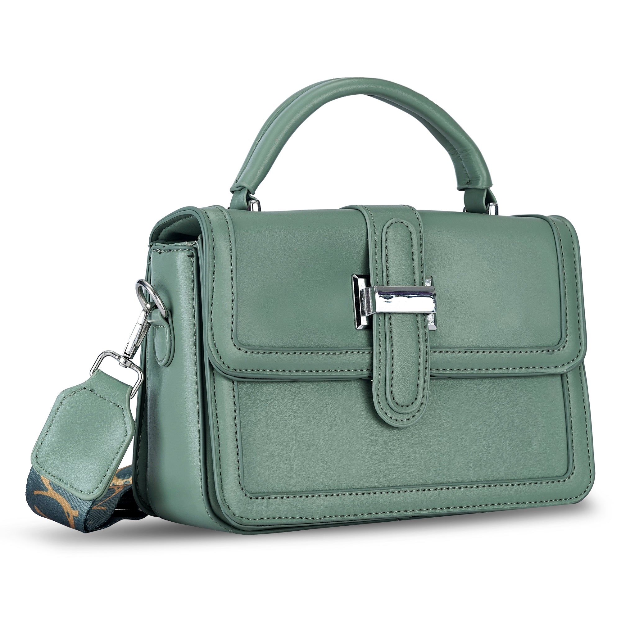 Green Structured Satchel Bag