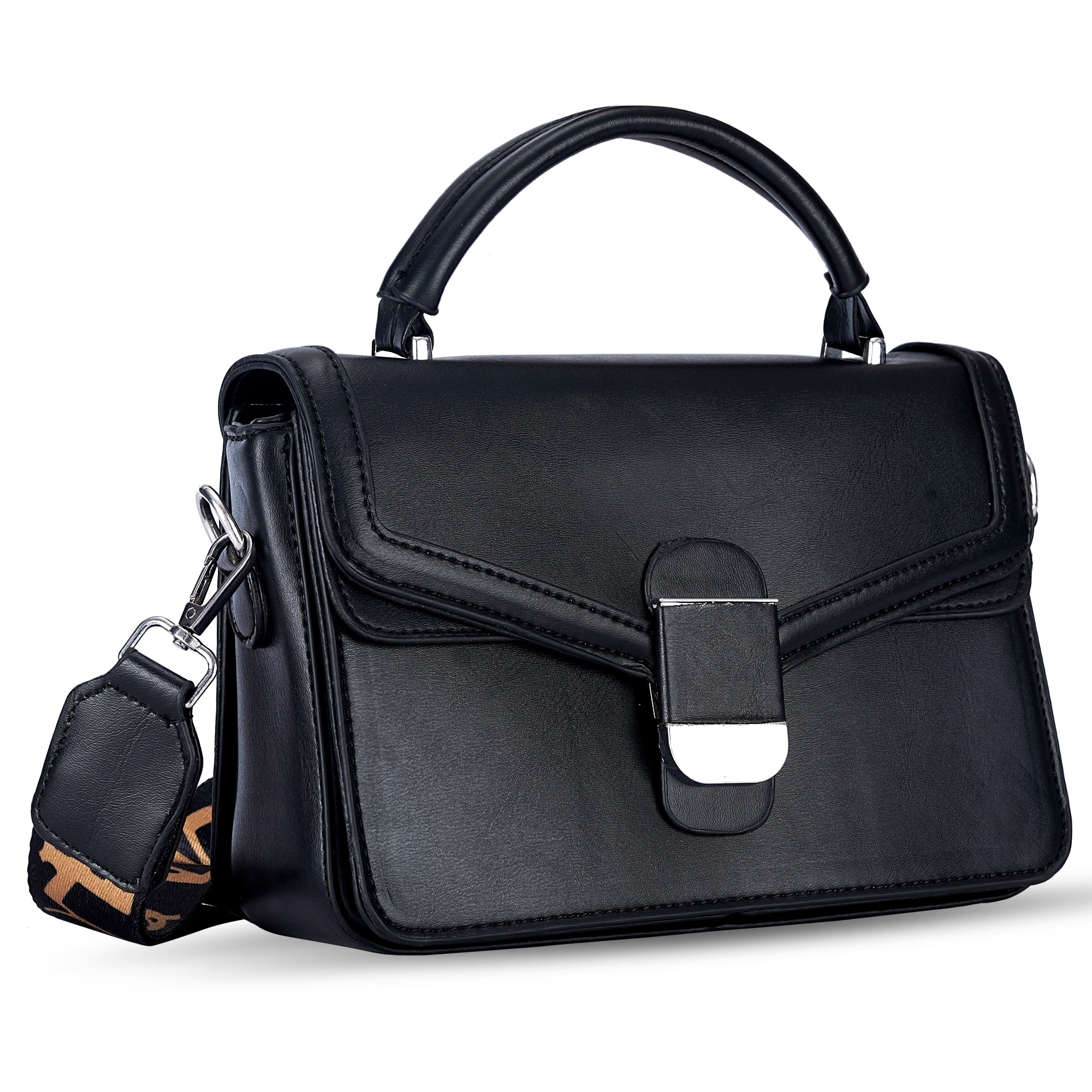 Black Structured Satchel Bag