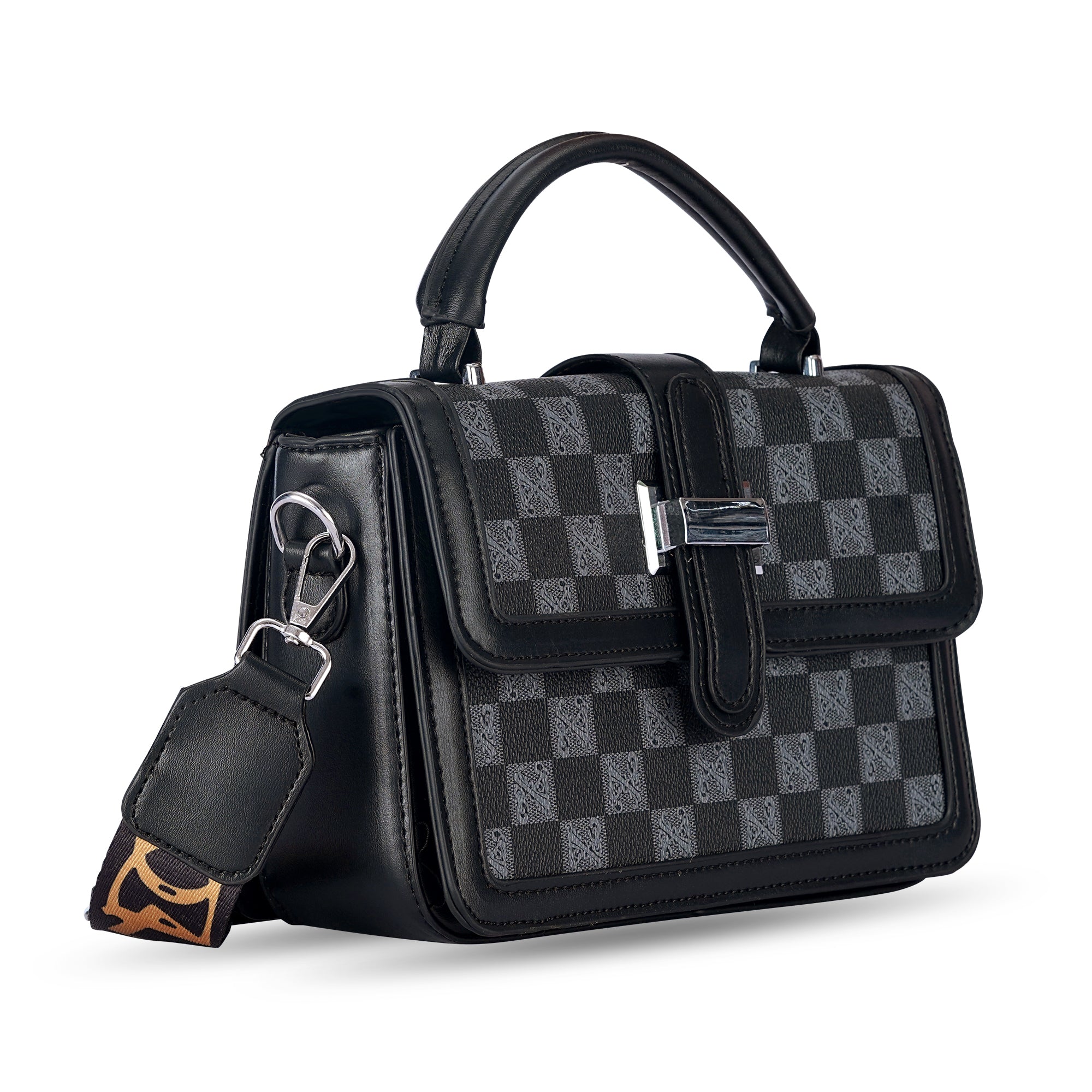 Black Colourblocked Satchel Bag