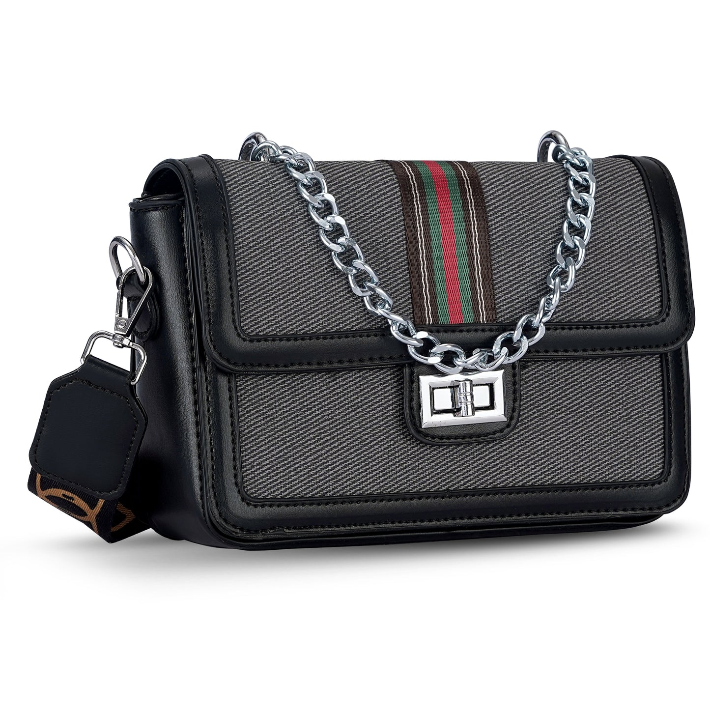 Black Colourblocked Sling Bag