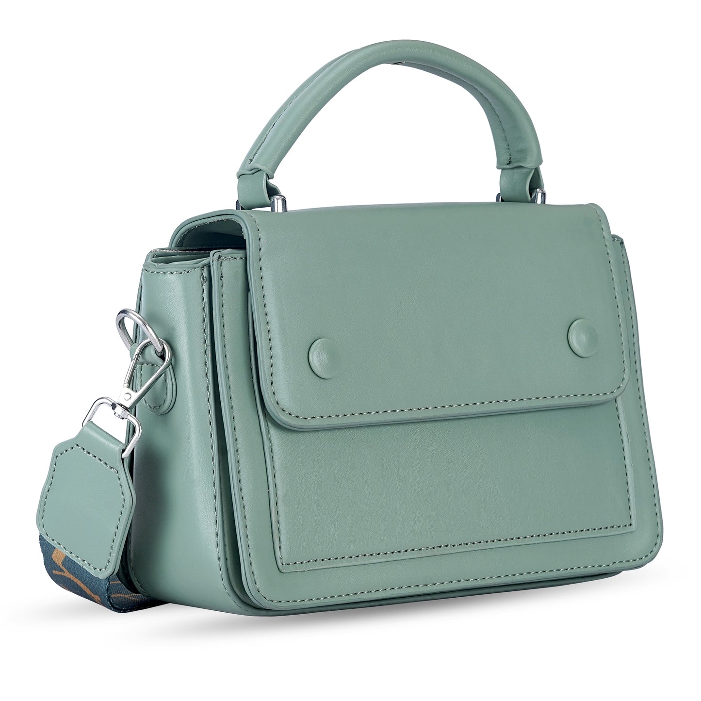 Green Structured Satchel Bag