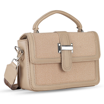Beige Structured Satchel Bag