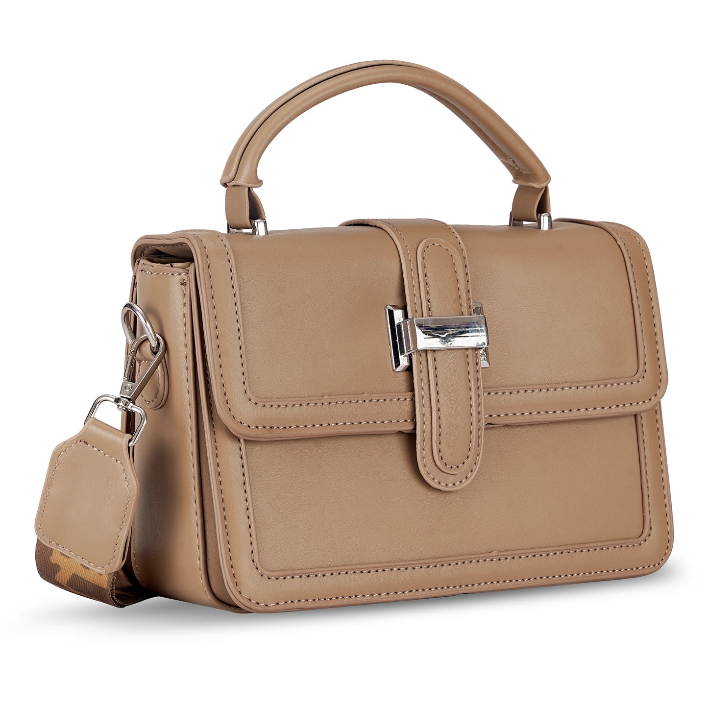 Khaki Structured Satchel Bag