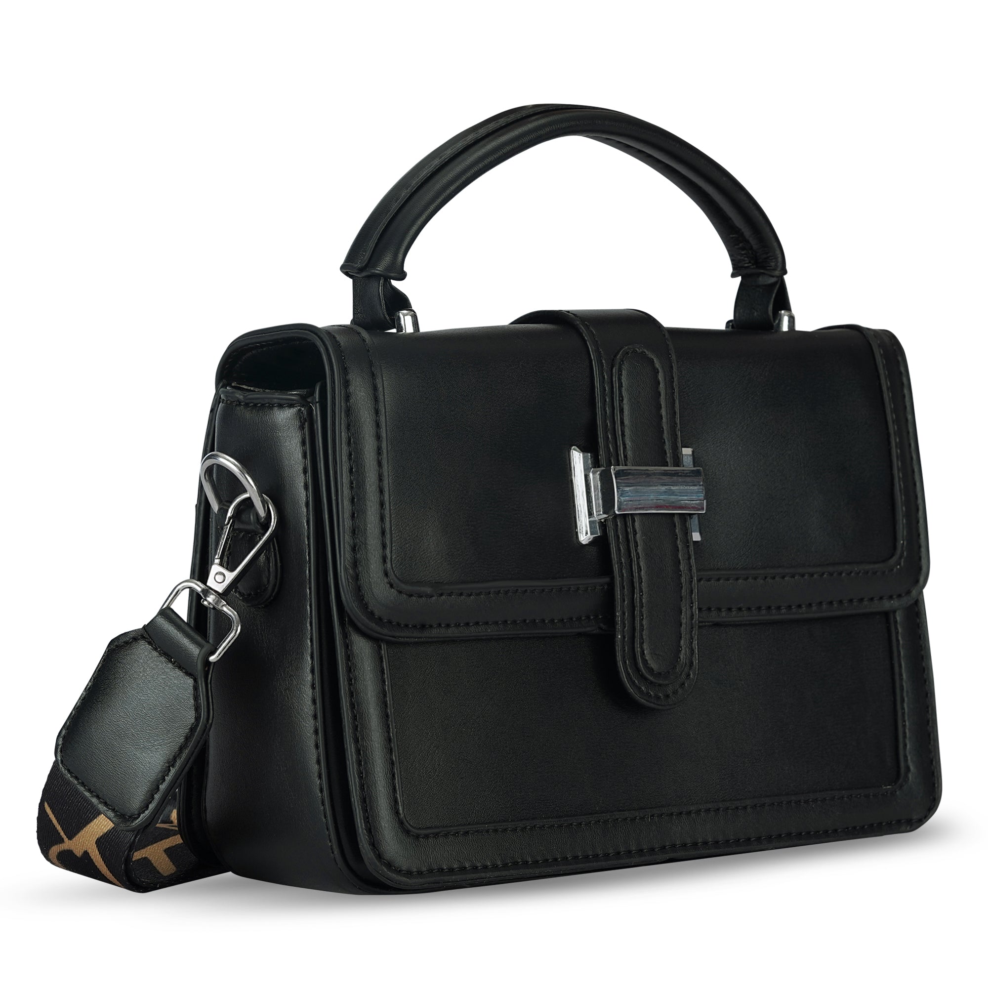 Black Structured Satchel Bag