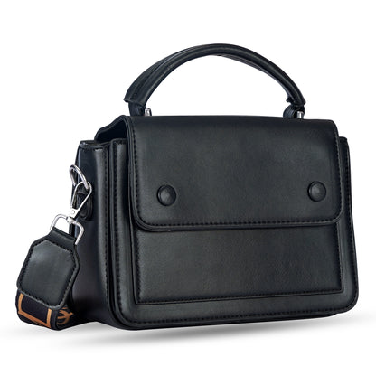 Black Structured Satchel Bag