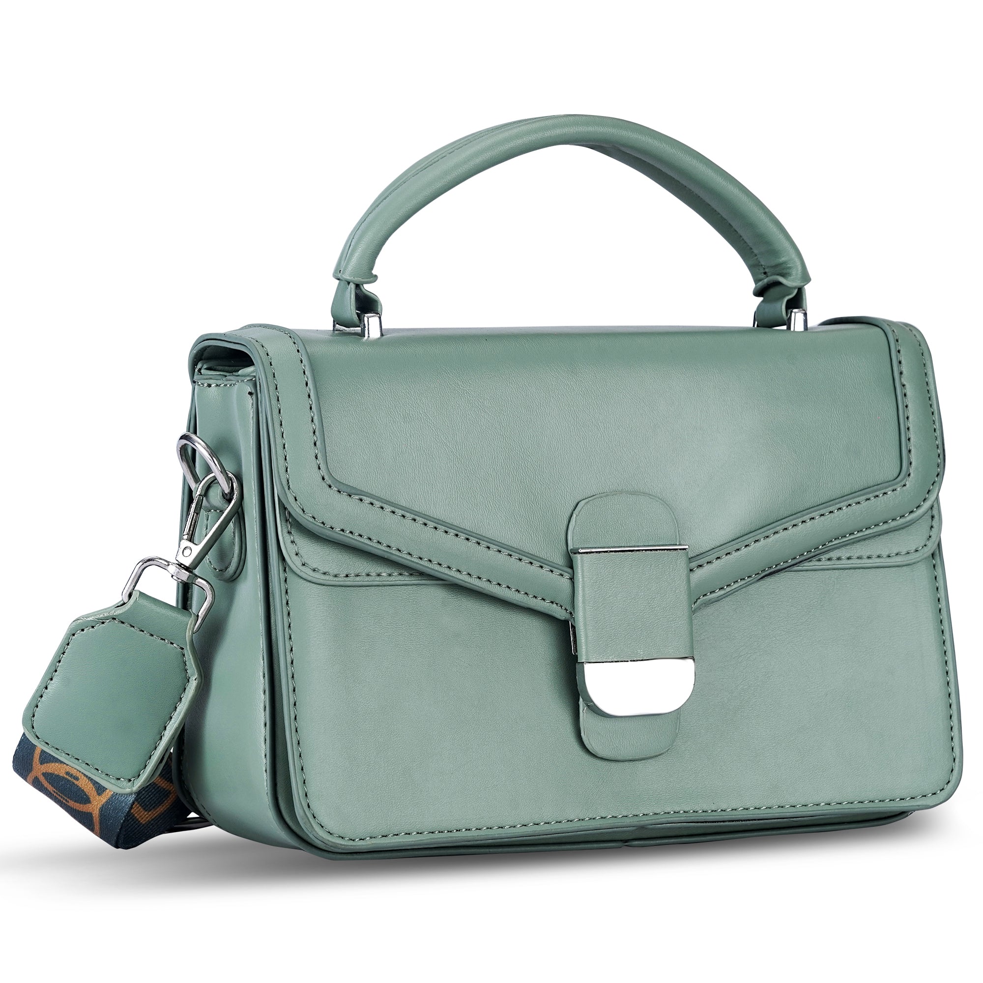 Green Structured Satchel Bag