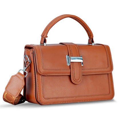 Tan Structured Satchel Bag