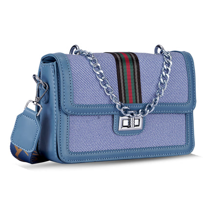 Blue Colourblocked Sling Bag