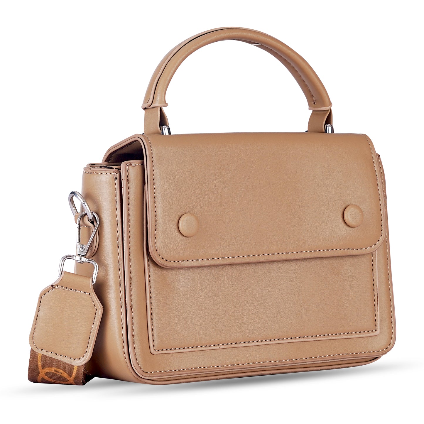 Khaki Structured Satchel Bag