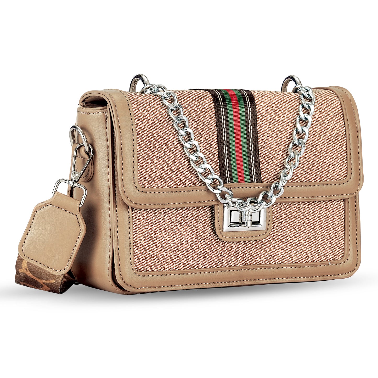 Khaki Colourblocked Sling Bag