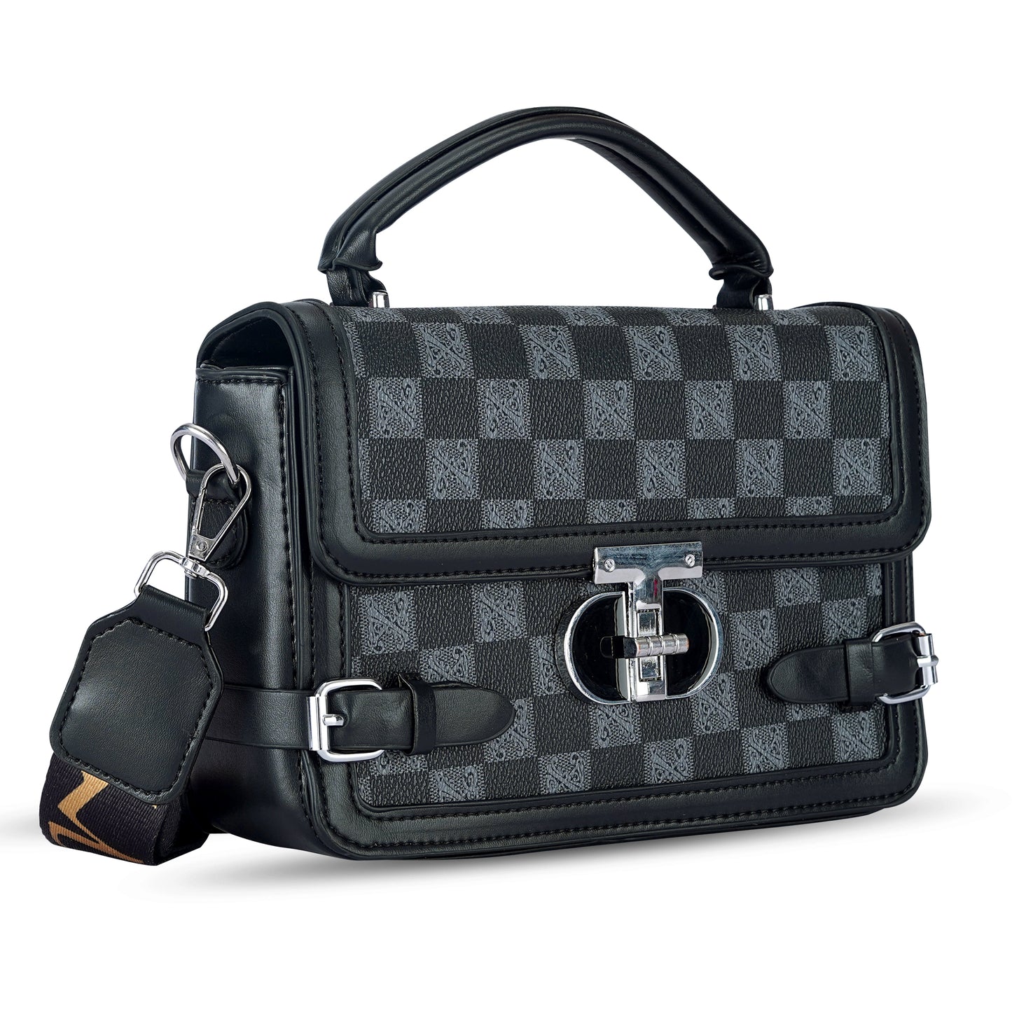 Black Colourblocked Satchel Bag