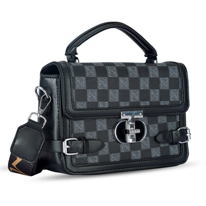 Black Colourblocked Satchel Bag