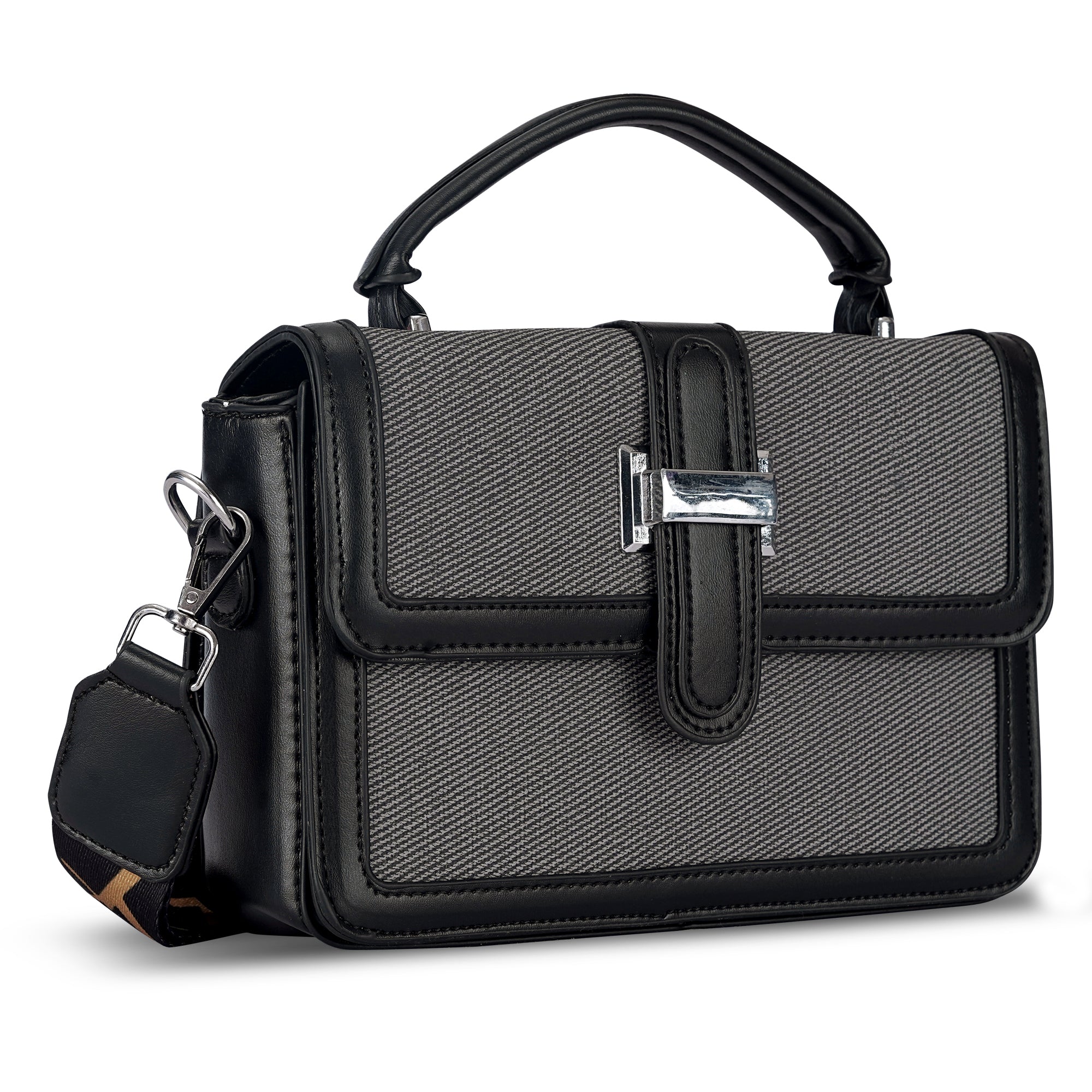 Black Structured Satchel Bag