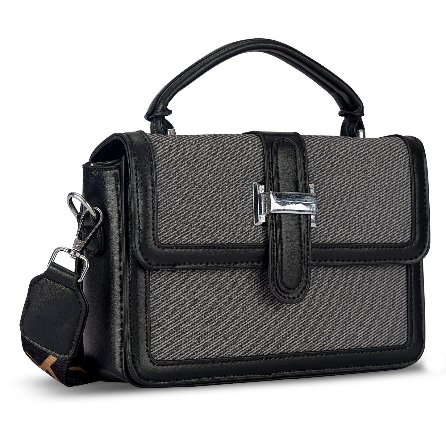 Black Structured Satchel Bag