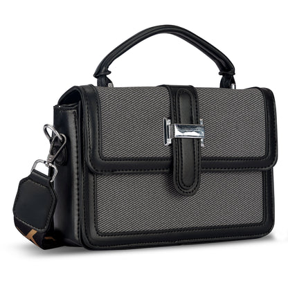 Black Structured Satchel Bag