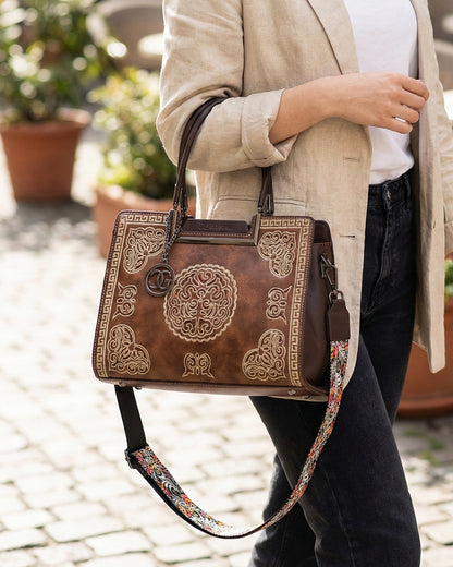 Artisanal Embroidered Aesthetic Top-Handle Bag