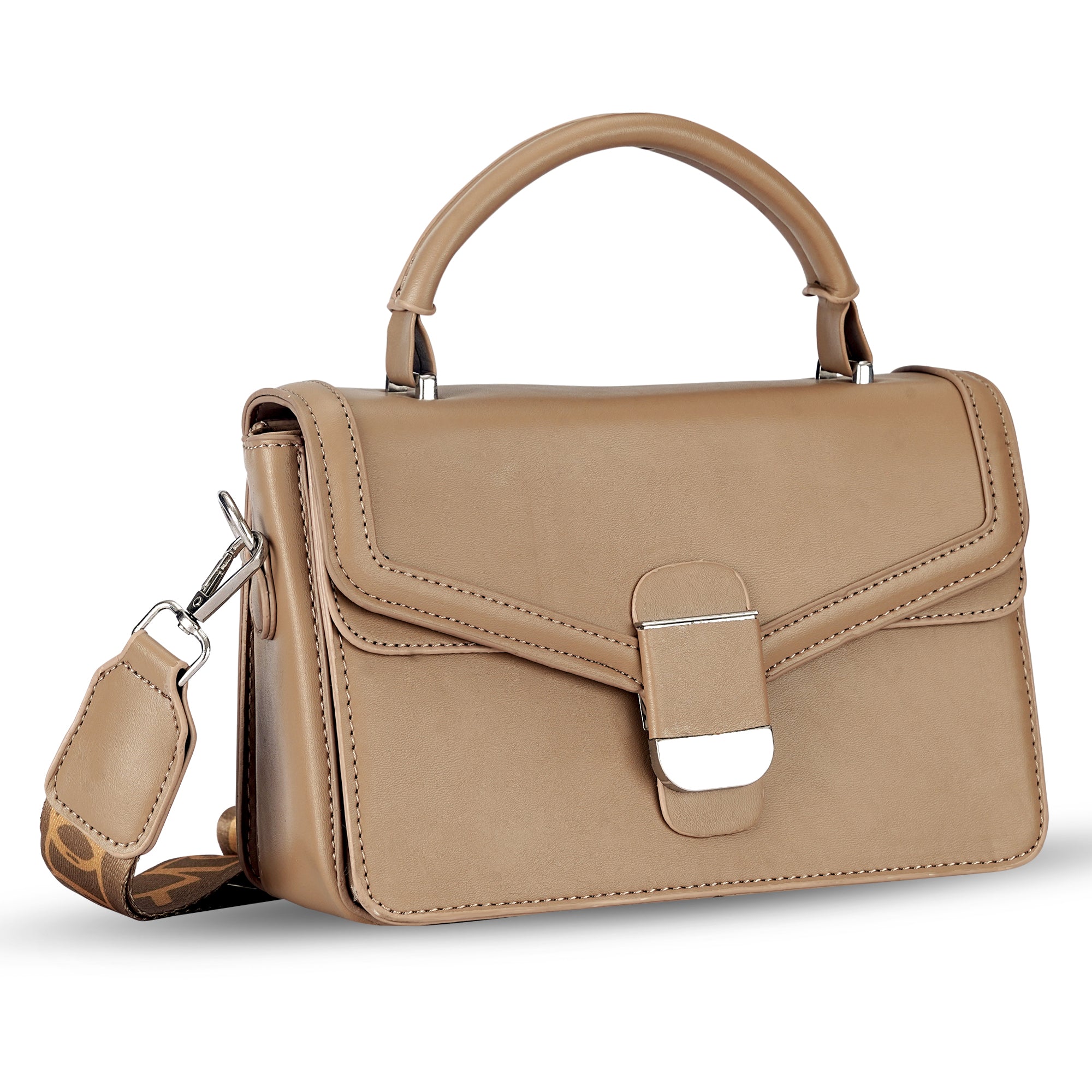 Khaki Structured Satchel Bag