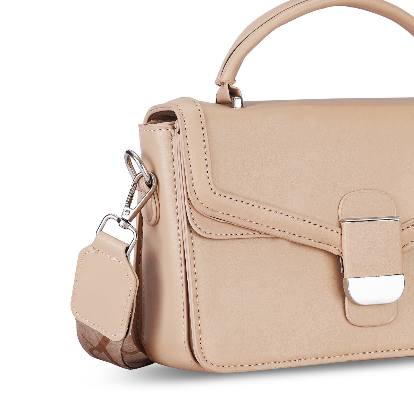 Beige Structured Satchel Bag