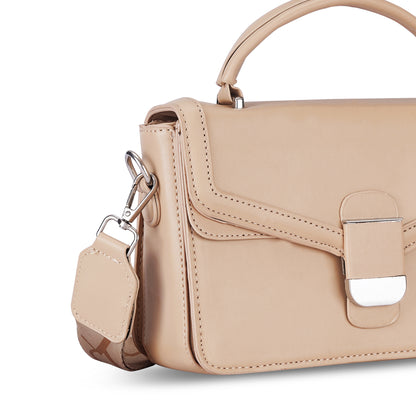 Beige Structured Satchel Bag