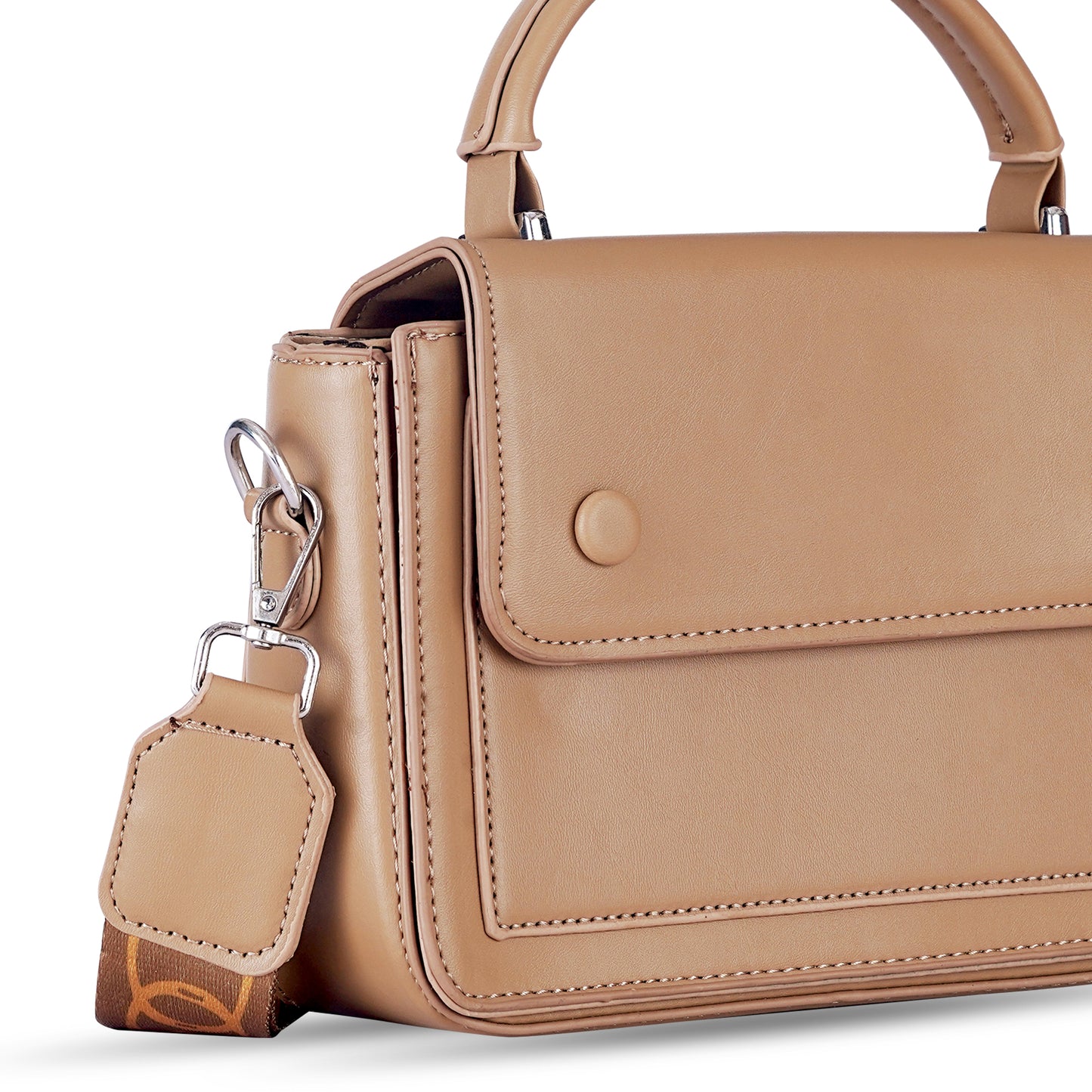 Khaki Structured Satchel Bag