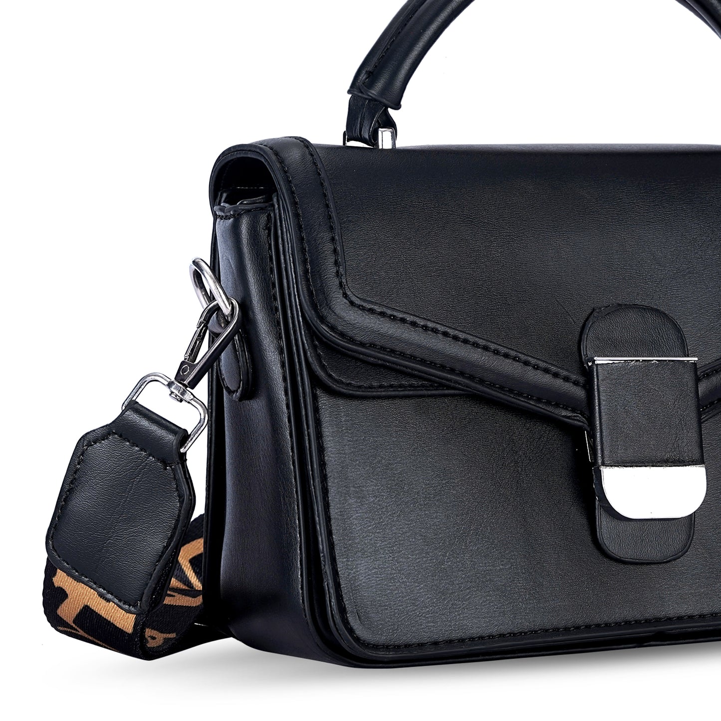 Black Structured Satchel Bag