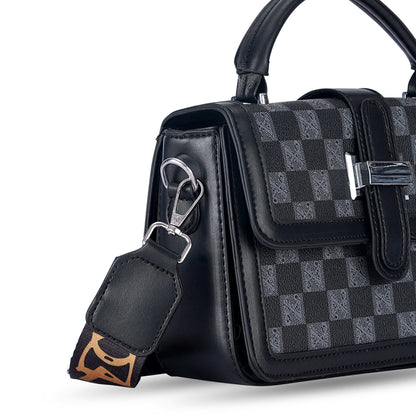 Black Colourblocked Satchel Bag