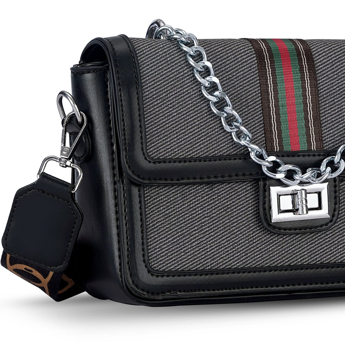 Black Colourblocked Sling Bag