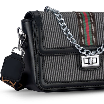 Black Colourblocked Sling Bag