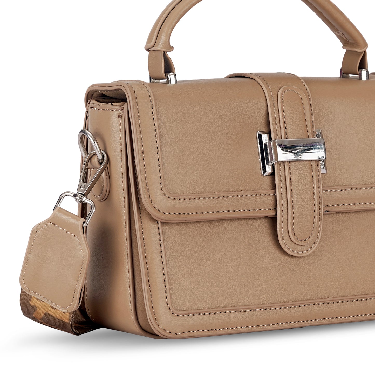 Khaki Structured Satchel Bag