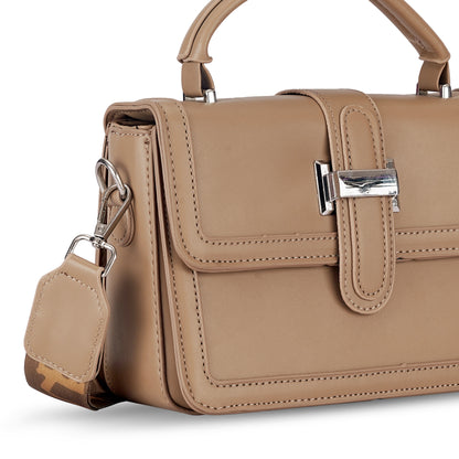 Khaki Structured Satchel Bag