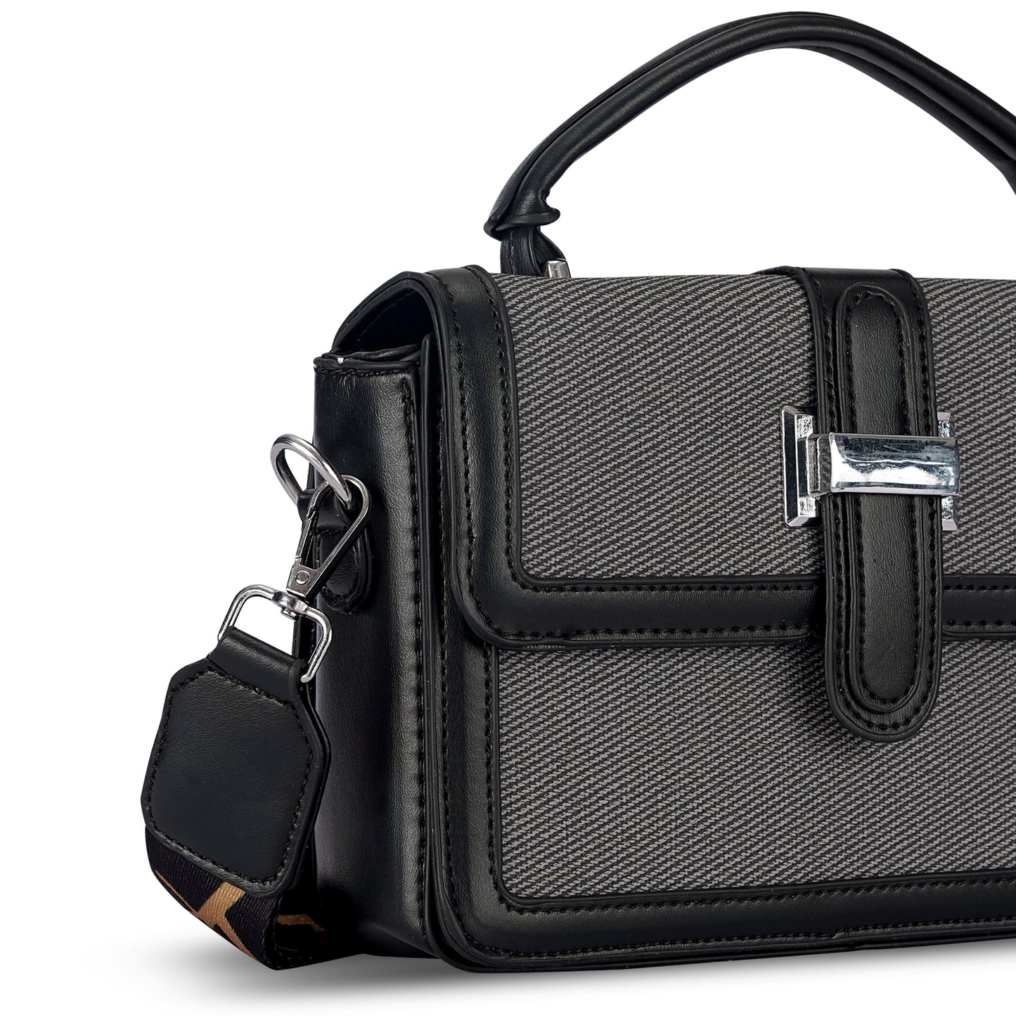 Black Structured Satchel Bag