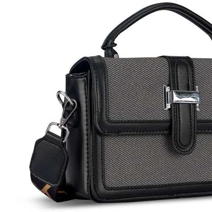 Black Structured Satchel Bag