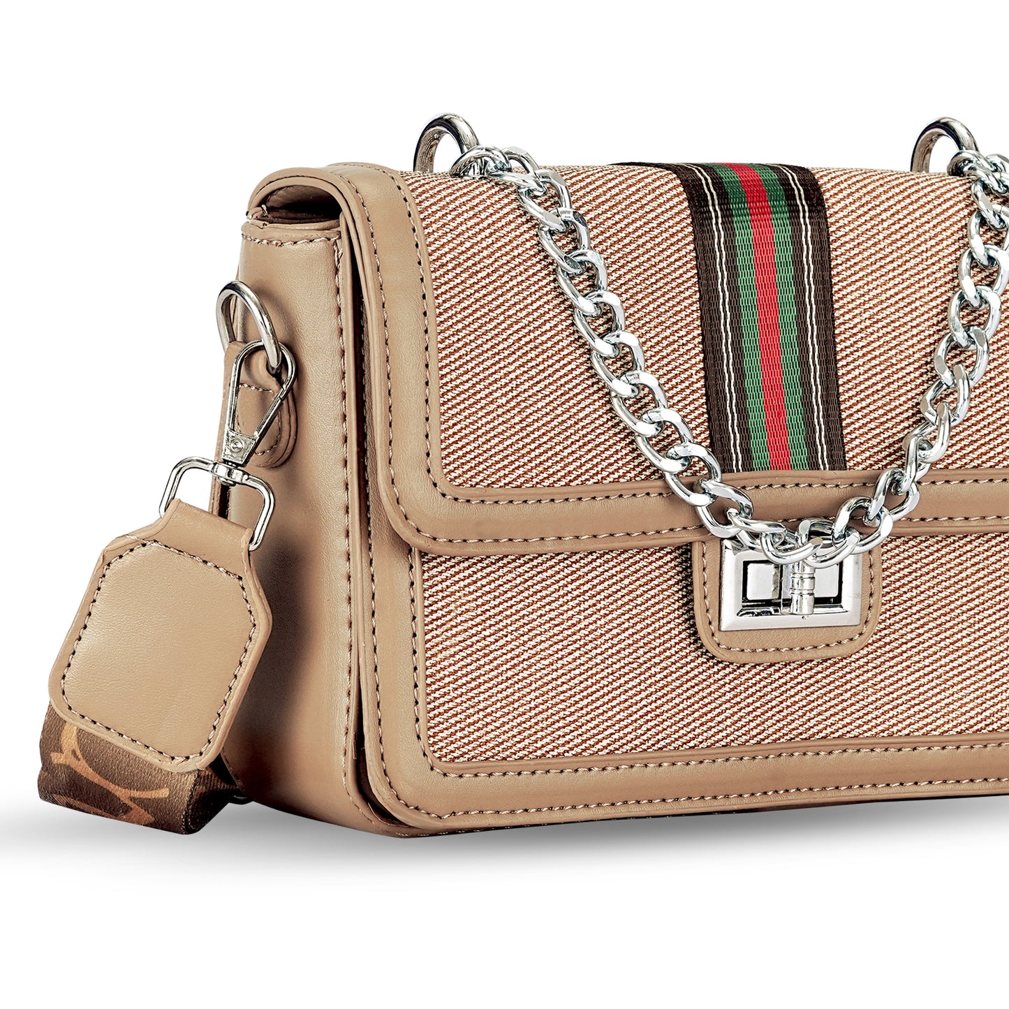 Khaki Colourblocked Sling Bag