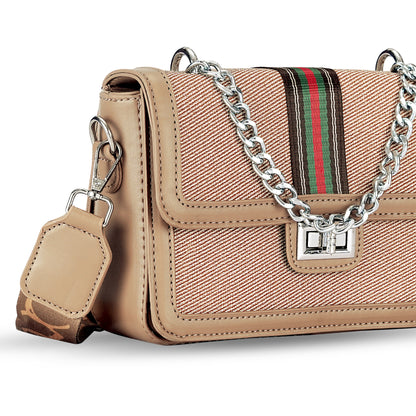 Khaki Colourblocked Sling Bag