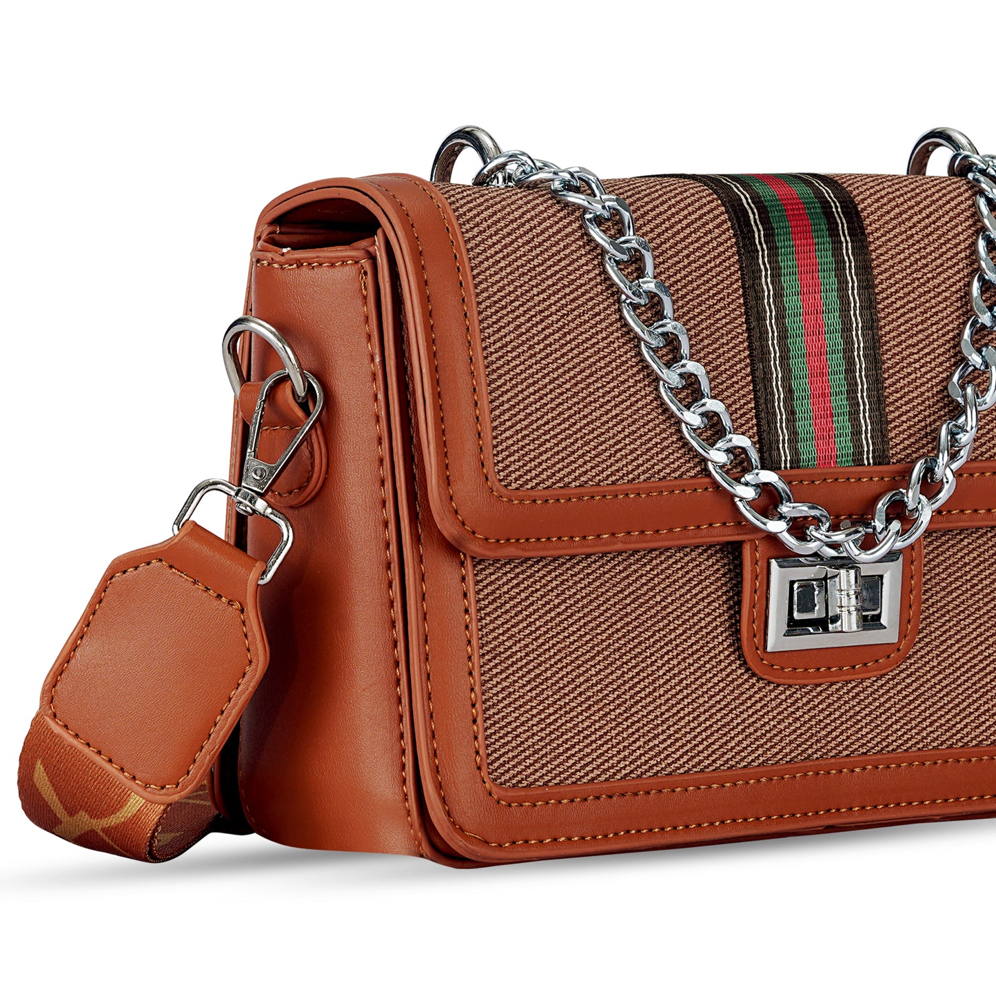 Tan Colourblocked Sling Bag