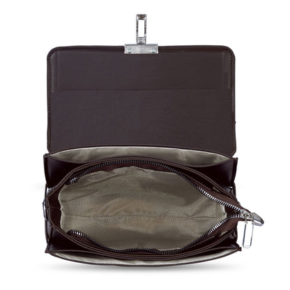 Brown Colourblocked Satchel Bag