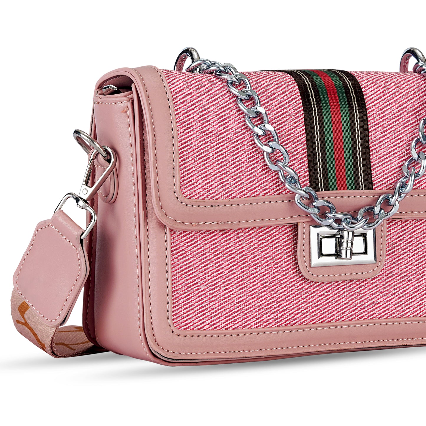 Pink Colourblocked Sling Bag