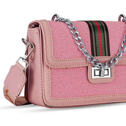 Pink Colourblocked Sling Bag