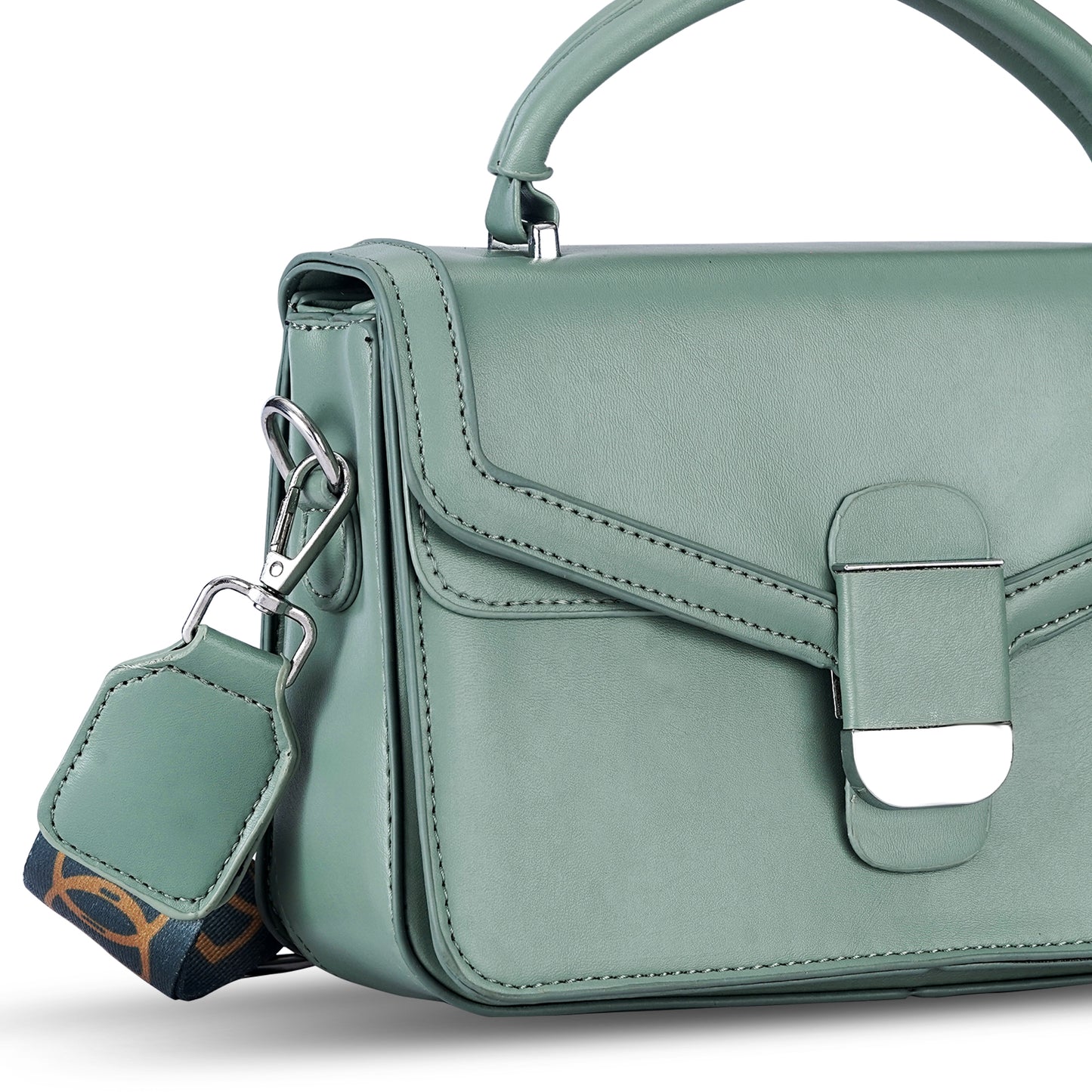Green Structured Satchel Bag