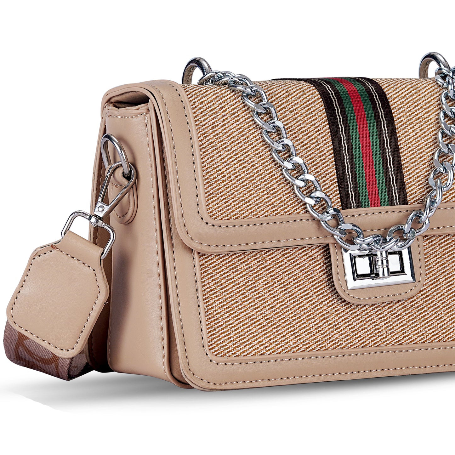 Beige Colourblocked Sling Bag