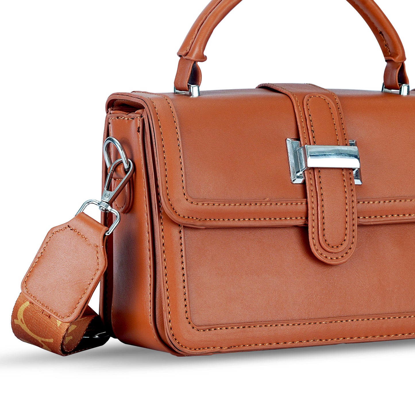Tan Structured Satchel Bag