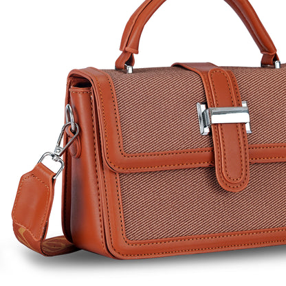 Tan Structured Satchel Bag