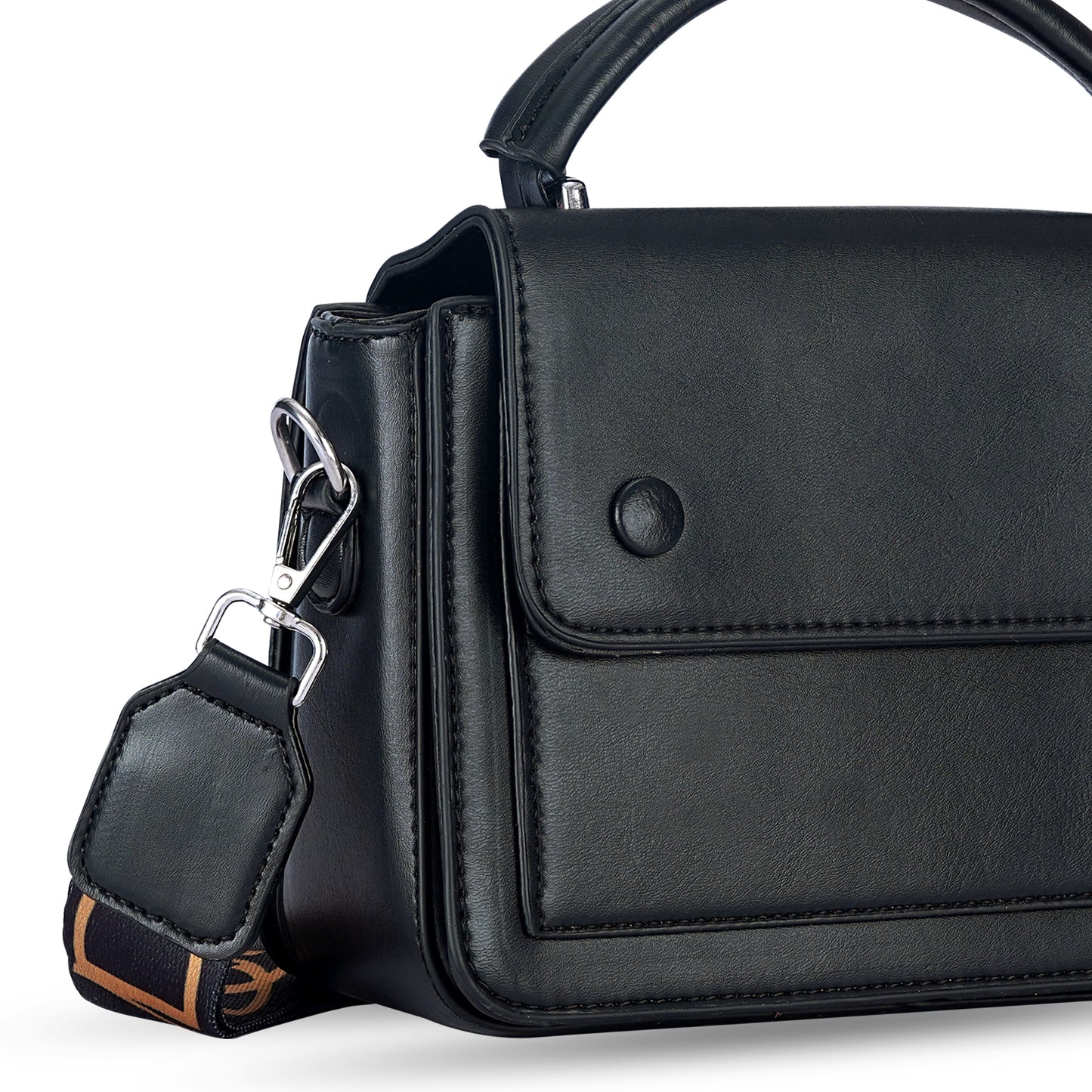 Black Structured Satchel Bag
