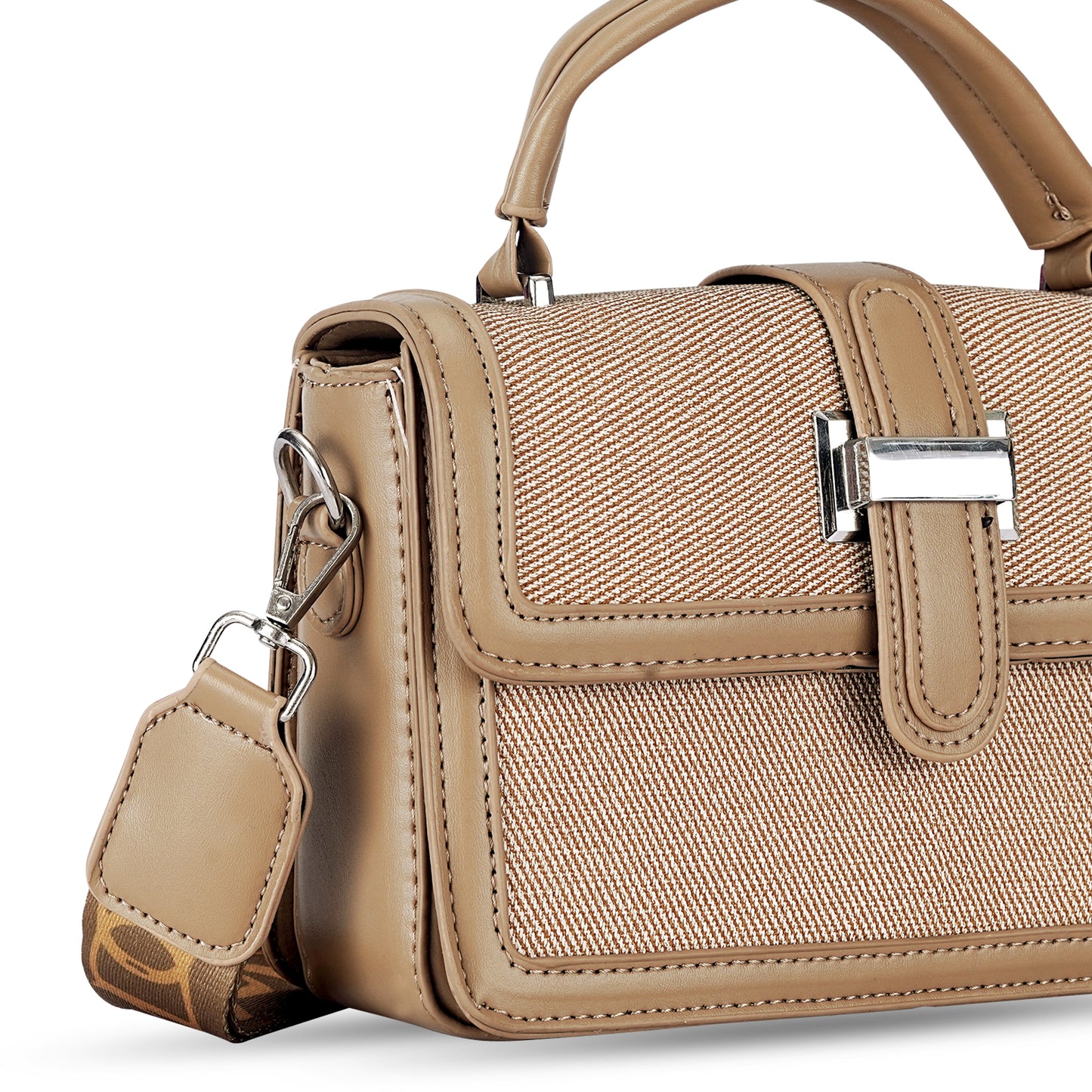Khaki Structured Satchel Bag