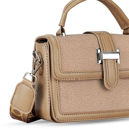 Khaki Structured Satchel Bag