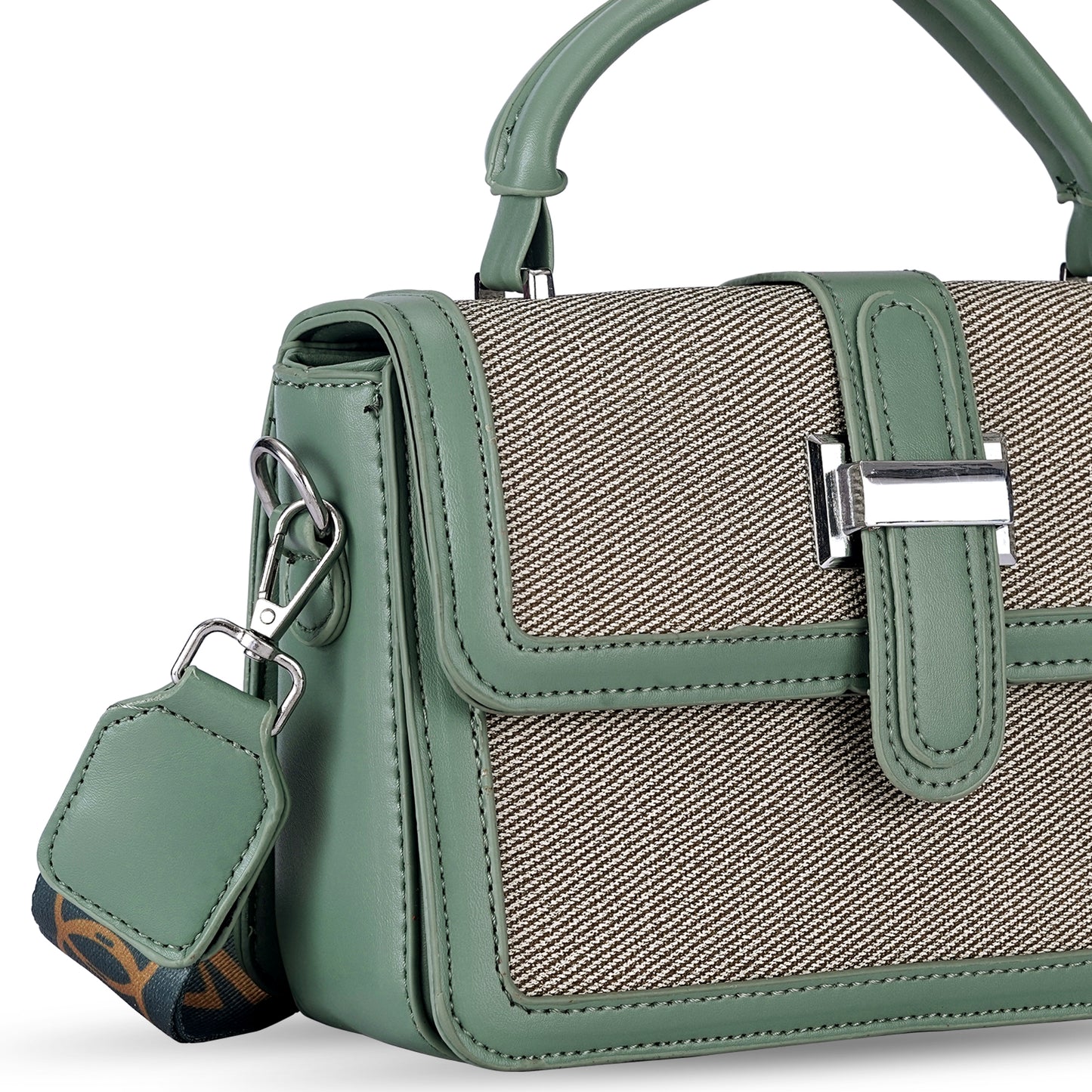 Green Structured Satchel Bag