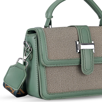 Green Structured Satchel Bag