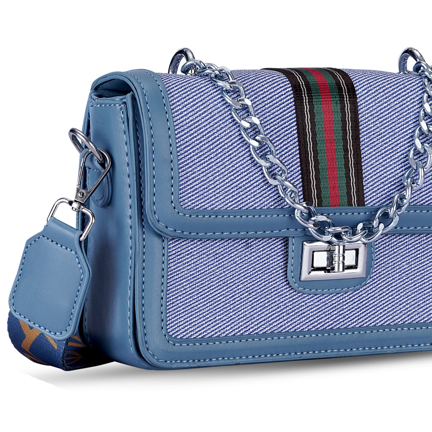 Blue Colourblocked Sling Bag