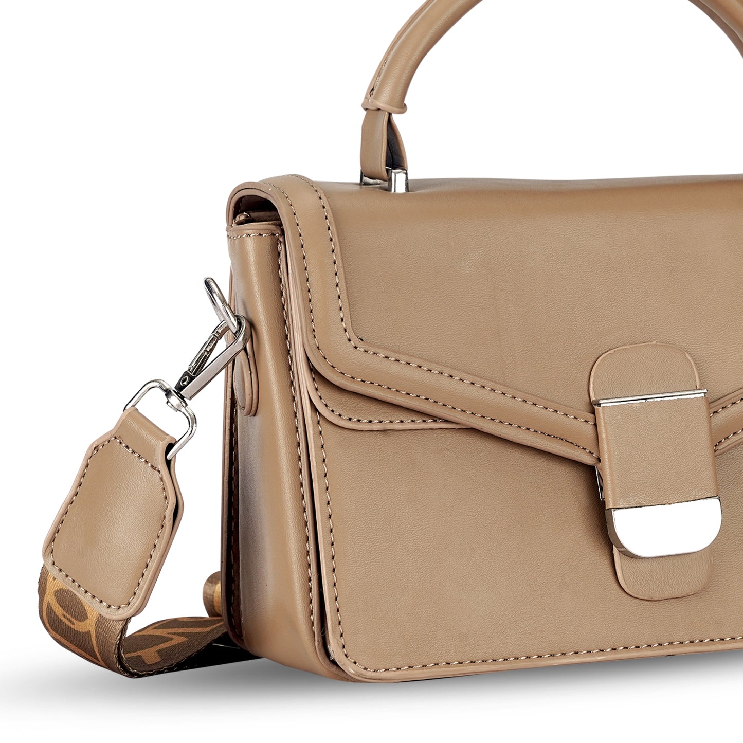Khaki Structured Satchel Bag