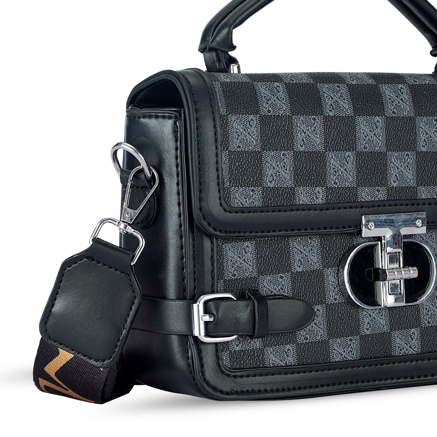 Black Colourblocked Satchel Bag